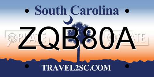 ZQB80A South Carolina License Plate