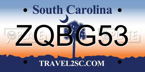 ZQBG53 South Carolina License Plate
