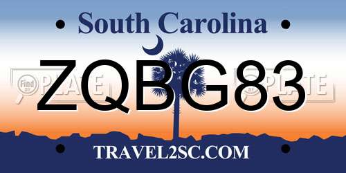 ZQBG83 South Carolina License Plate