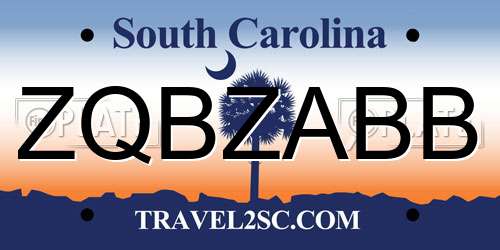 ZQBZABB South Carolina License Plate