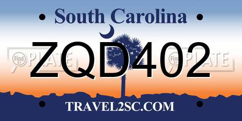 ZQD402 South Carolina License Plate