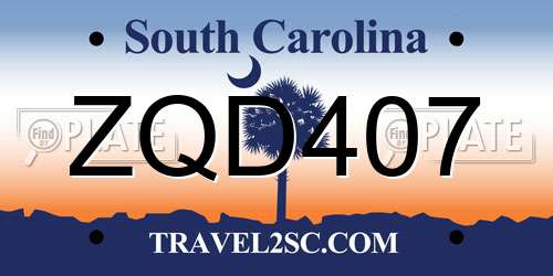 ZQD407 South Carolina License Plate
