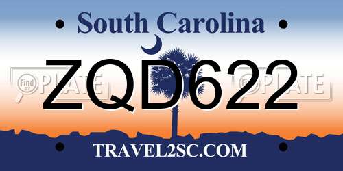 ZQD622 South Carolina License Plate