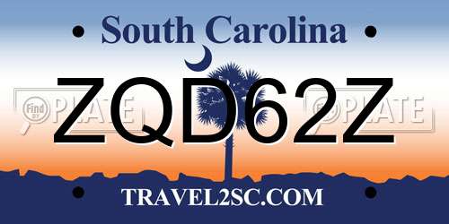 ZQD62Z South Carolina License Plate