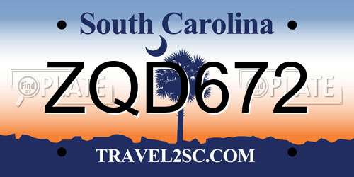 ZQD672 South Carolina License Plate