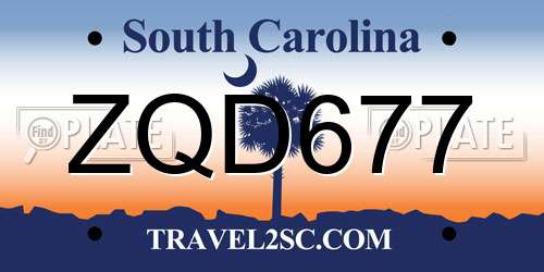 ZQD677 South Carolina License Plate
