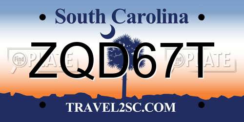 ZQD67T South Carolina License Plate