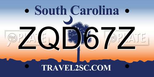 ZQD67Z South Carolina License Plate