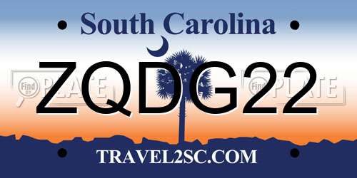ZQDG22 South Carolina License Plate