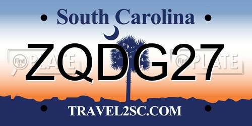 ZQDG27 South Carolina License Plate