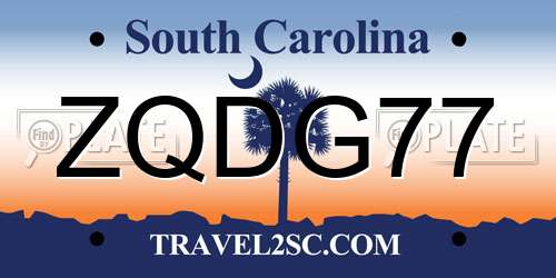 ZQDG77 South Carolina License Plate