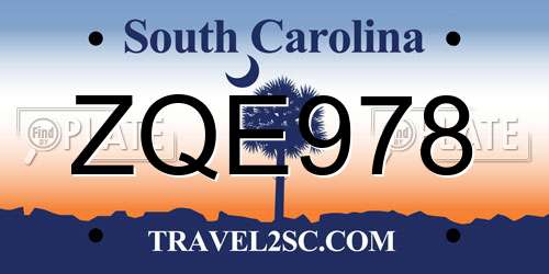 ZQE978 South Carolina License Plate