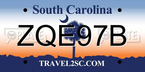 ZQE97B South Carolina License Plate