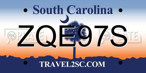 ZQE97S South Carolina License Plate