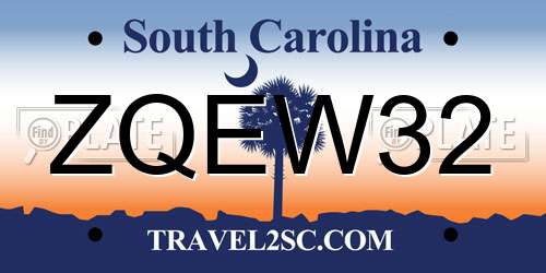 ZQEW32 South Carolina License Plate