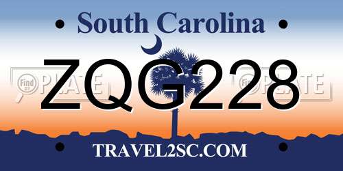 ZQG228 South Carolina License Plate