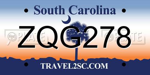 ZQG278 South Carolina License Plate
