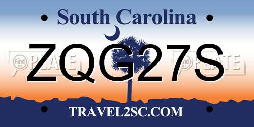 ZQG27S South Carolina License Plate