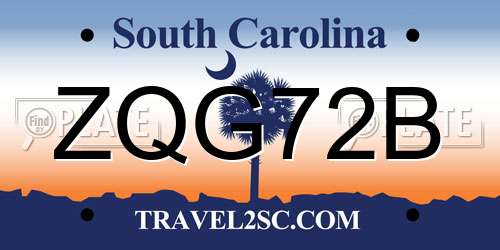 ZQG72B South Carolina License Plate