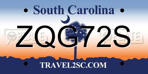 ZQG72S South Carolina License Plate