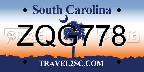 ZQG778 South Carolina License Plate