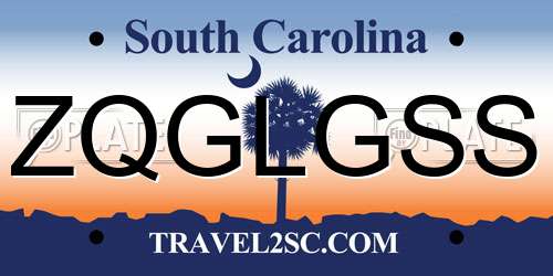 ZQGLGSS South Carolina License Plate
