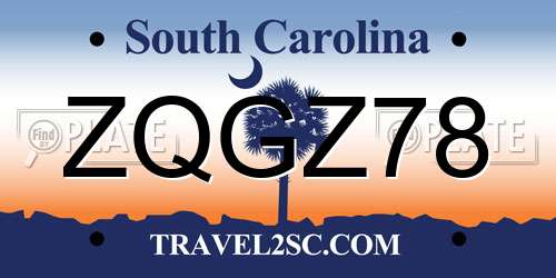 ZQGZ78 South Carolina License Plate