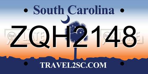 ZQH2148 South Carolina License Plate