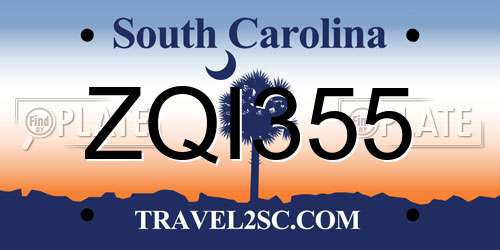 ZQI355 South Carolina License Plate