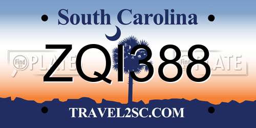 ZQI388 South Carolina License Plate