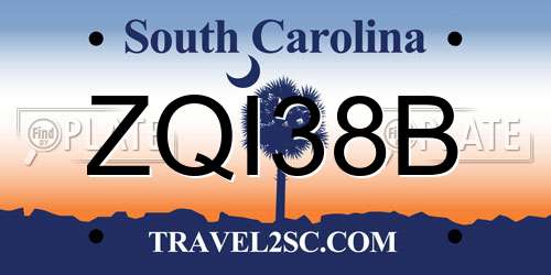 ZQI38B South Carolina License Plate
