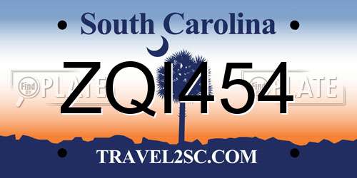 ZQI454 South Carolina License Plate