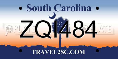 ZQI484 South Carolina License Plate