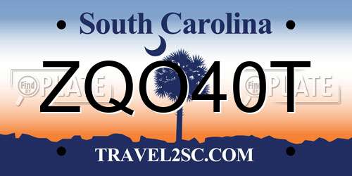 ZQO40T South Carolina License Plate