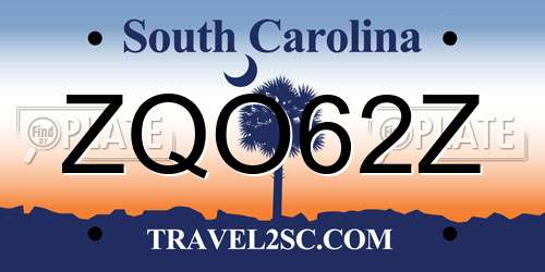 ZQO62Z South Carolina License Plate