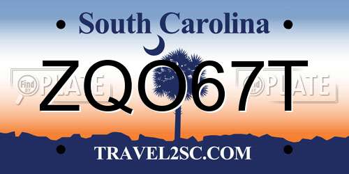 ZQO67T South Carolina License Plate