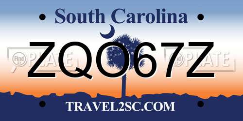 ZQO67Z South Carolina License Plate