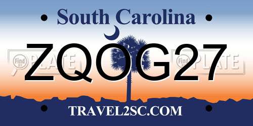 ZQOG27 South Carolina License Plate
