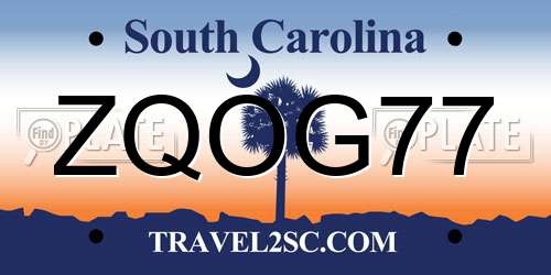 ZQOG77 South Carolina License Plate