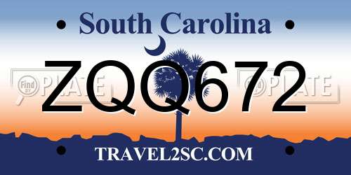 ZQQ672 South Carolina License Plate