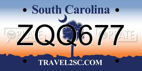 ZQQ677 South Carolina License Plate
