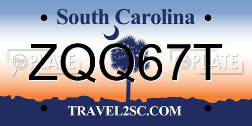 ZQQ67T South Carolina License Plate
