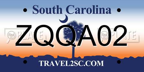 ZQQA02 South Carolina License Plate