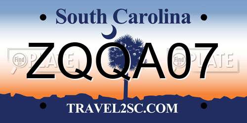 ZQQA07 South Carolina License Plate