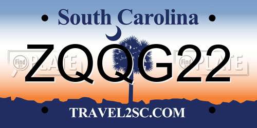ZQQG22 South Carolina License Plate