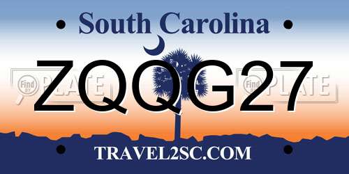 ZQQG27 South Carolina License Plate