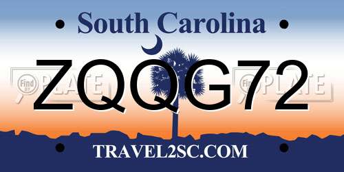 ZQQG72 South Carolina License Plate