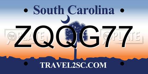 ZQQG77 South Carolina License Plate