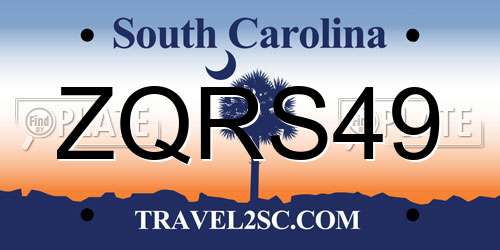 ZQRS49 South Carolina License Plate
