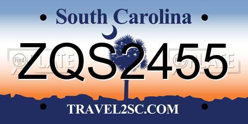 ZQS2455 South Carolina License Plate